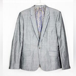 Ted Baker London Ramie Blazer Jacket, Size 4, Gray